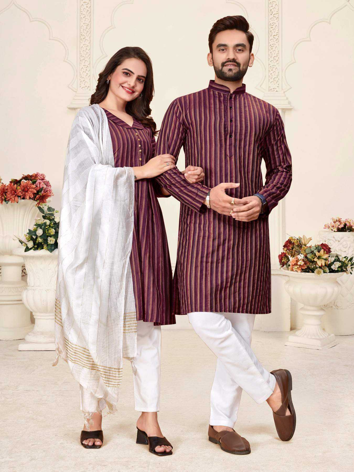 YNF Wholesale Cotton Couple Matching Ethnic Outfits  | Surat Manufacturer