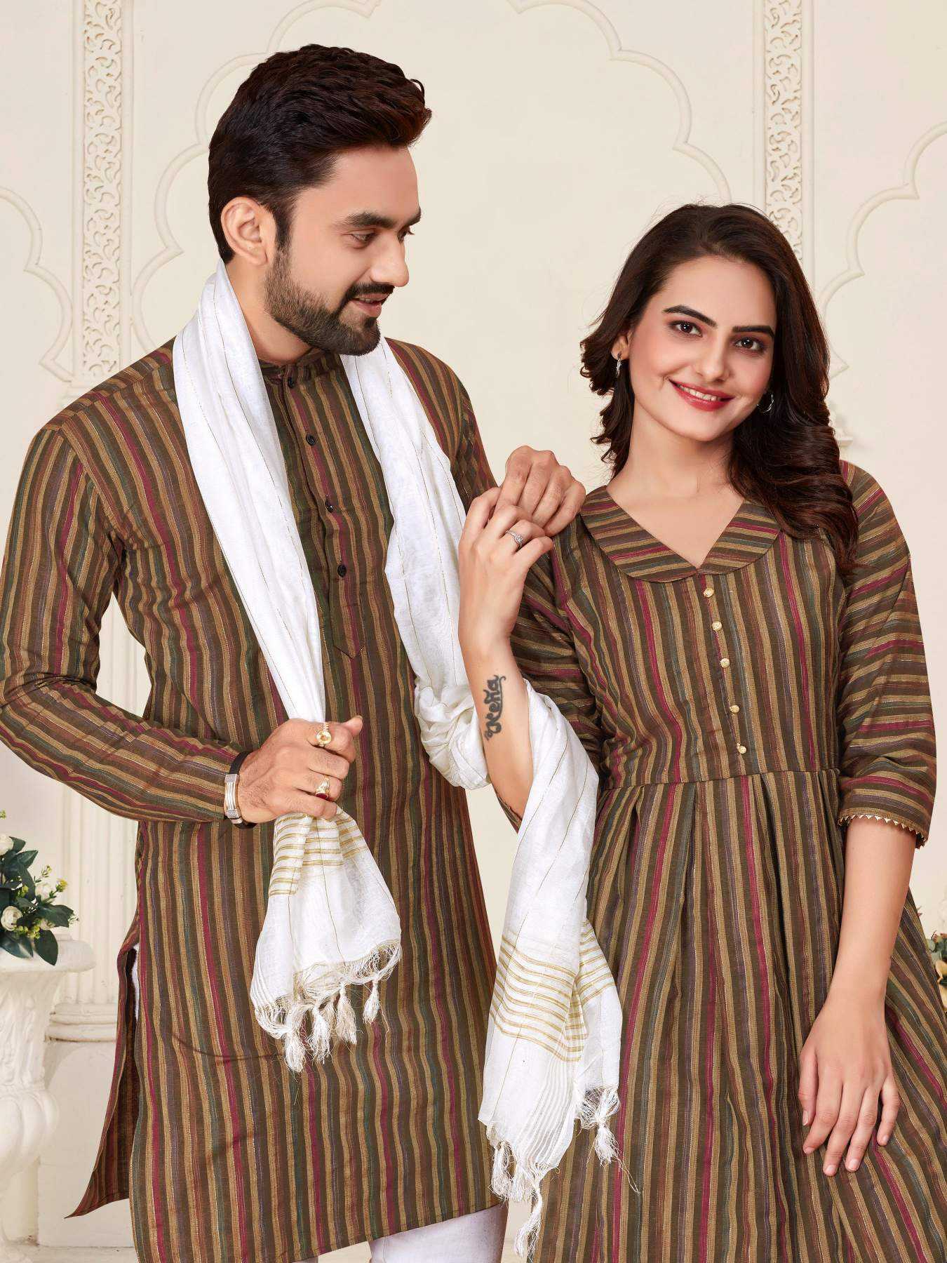 YNF Wholesale Cotton Couple Matching Ethnic Outfits  | Surat Manufacturer