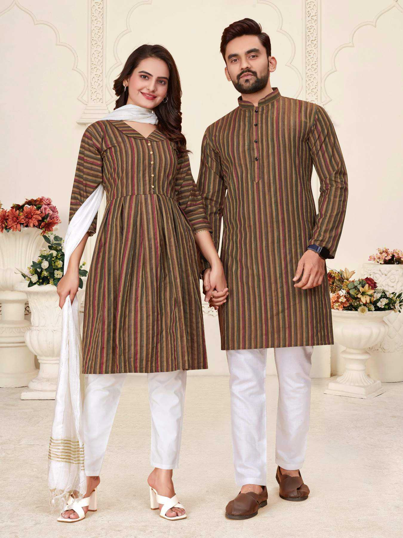 YNF Wholesale Cotton Couple Matching Ethnic Outfits  | Surat Manufacturer