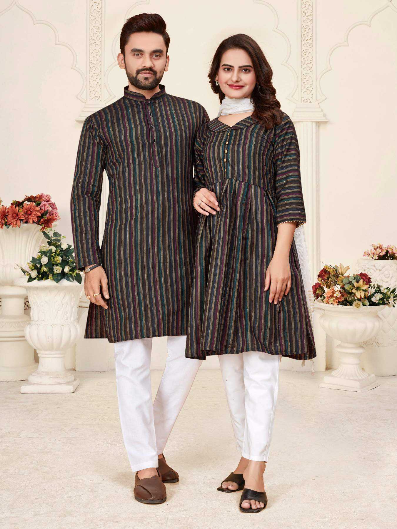 YNF Wholesale Cotton Couple Matching Ethnic Outfits  | Surat Manufacturer