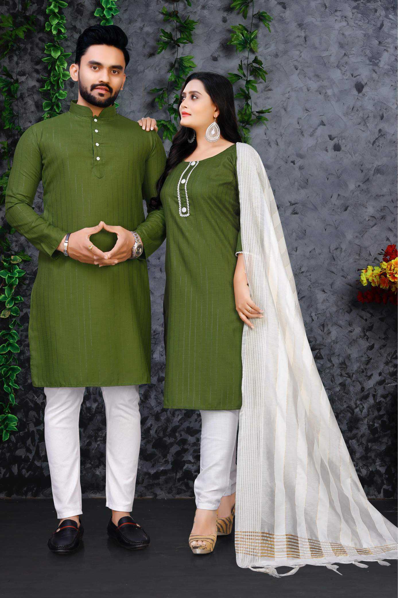 YNF Wholesale Cotton Couple Matching Ethnic Outfits  | Surat Manufacturer