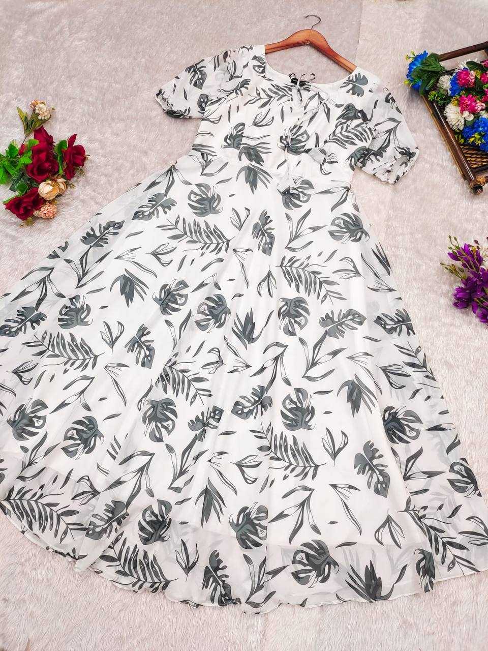 YNF Wholesale Faux Georgette Printed Gowns  | Surat Manufacturer