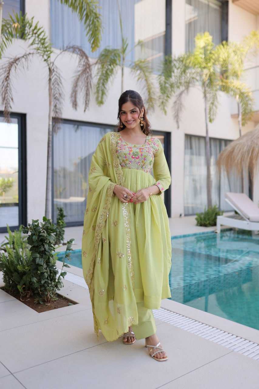 YNF Wholesale Chanderi Silk Embroidery Gowns KESH489 1239 | Surat Manufacturer