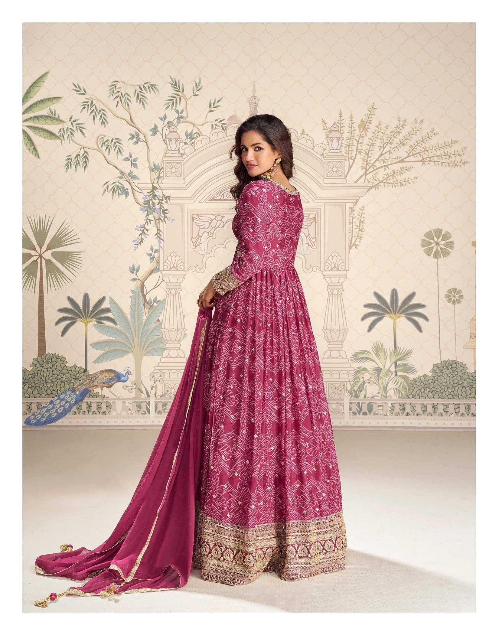 YNF Wholesale Chinon Silk Embroidery Gowns KESH142 SAYURI BANDHAN | Surat Manufacturer