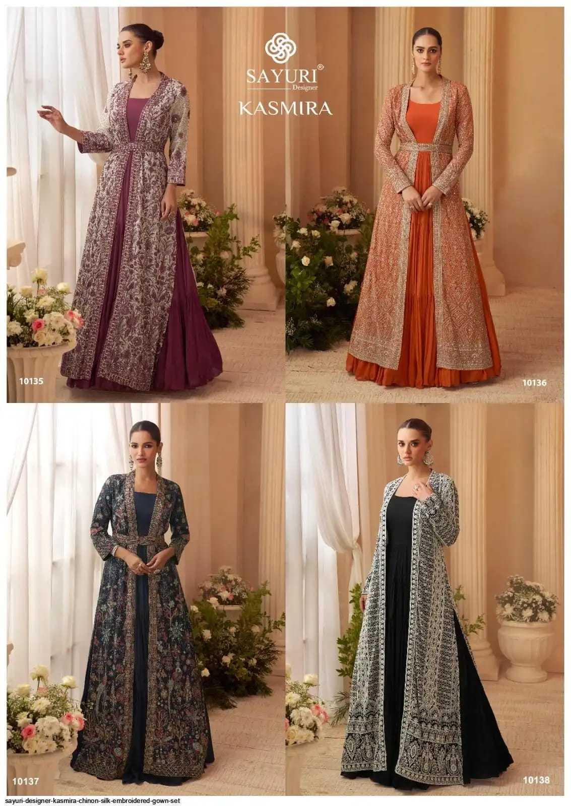 YNF Wholesale Chinon Silk Embroidery Gowns KESH142 SAYURI KASMIRA | Surat Manufacturer