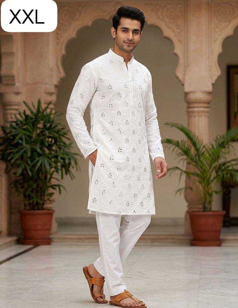 YNF Wholesale Cotton Mens Kurta Pyjama KESH650 Mirror | Surat Manufacturer