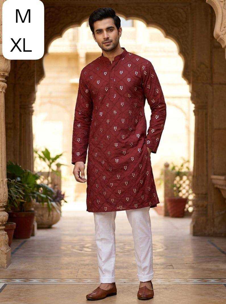 YNF Wholesale Cotton Mens Kurta Pyjama KESH650 Mirror | Surat Manufacturer