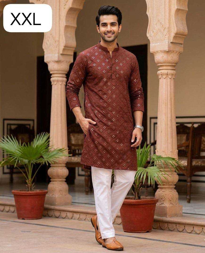 YNF Wholesale Cotton Mens Kurta Pyjama KESH650 Mirror | Surat Manufacturer