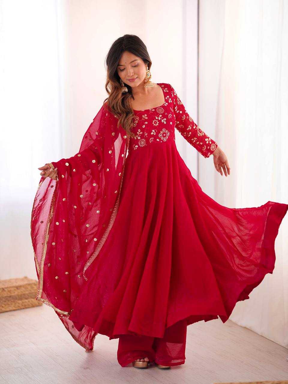 YNF Wholesale Crush Silk Embroidery Gowns KESH499 5290 | Surat Manufacturer