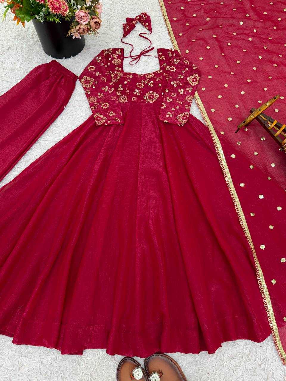 YNF Wholesale Crush Silk Embroidery Gowns KESH499 5290 | Surat Manufacturer