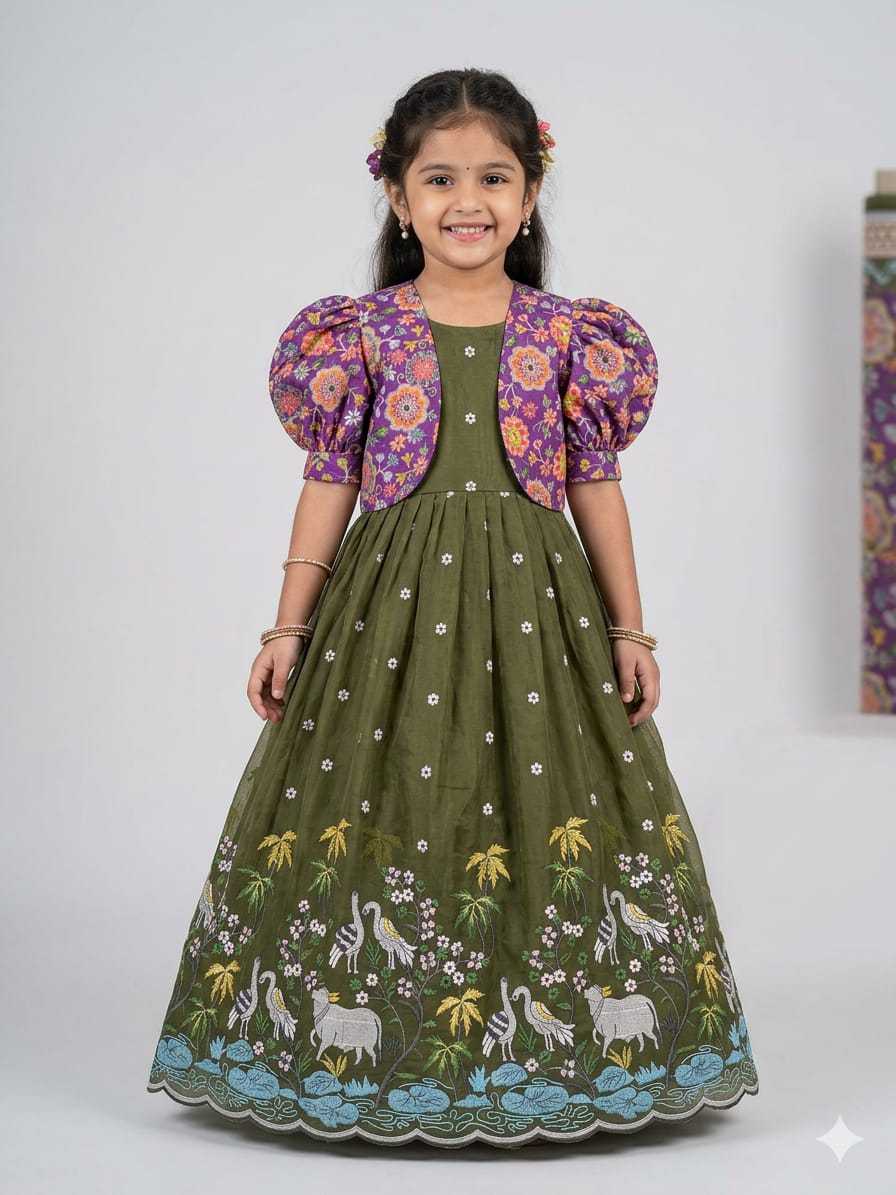 YNF Wholesale Crush Silk Kids Gown RIN235 Soft nylon | Surat Manufacturer