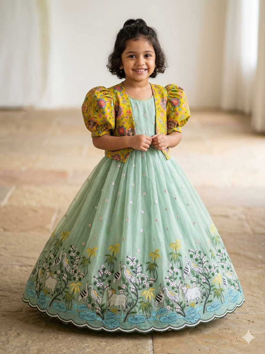 YNF Wholesale Crush Silk Kids Gown RIN235 Soft nylon | Surat Manufacturer
