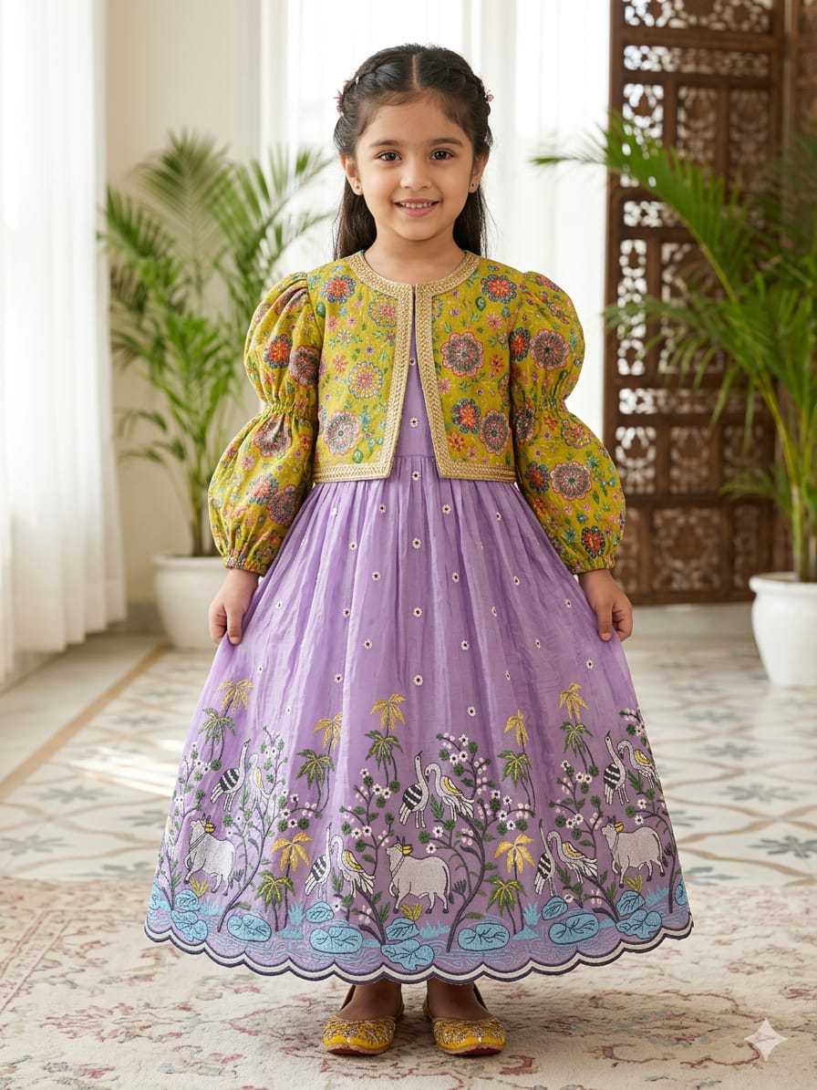 YNF Wholesale Crush Silk Kids Gown RIN235 Soft nylon | Surat Manufacturer