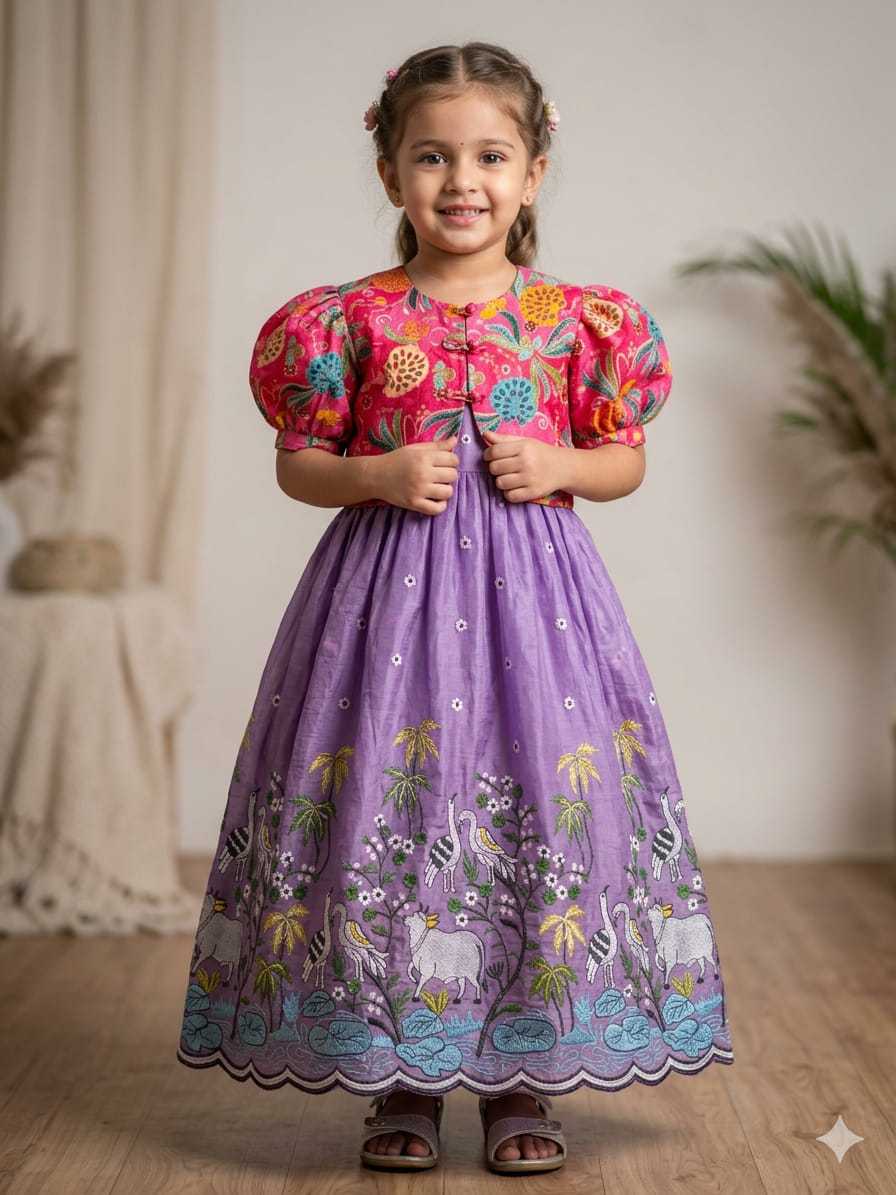 YNF Wholesale Crush Silk Kids Gown RIN235 Soft nylon | Surat Manufacturer
