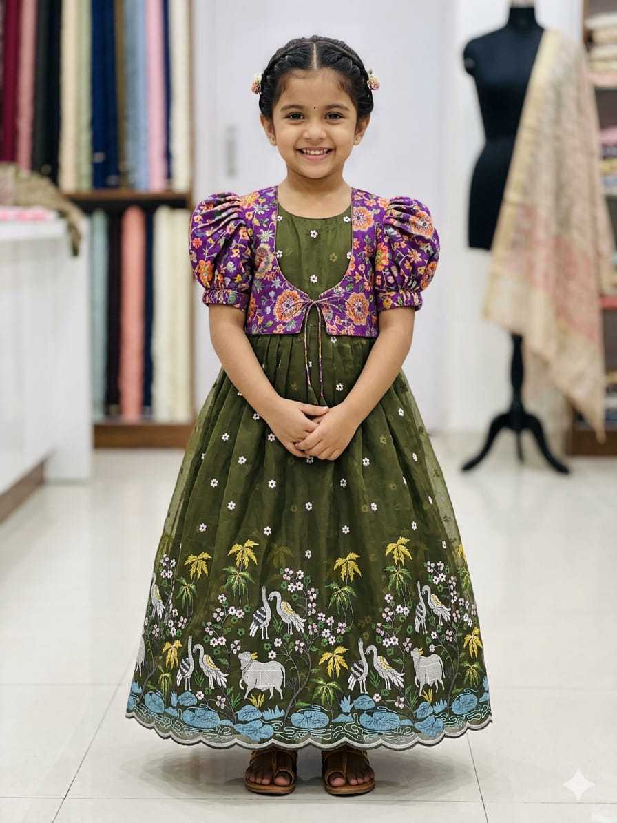 YNF Wholesale Crush Silk Kids Gown RIN235 Soft nylon | Surat Manufacturer