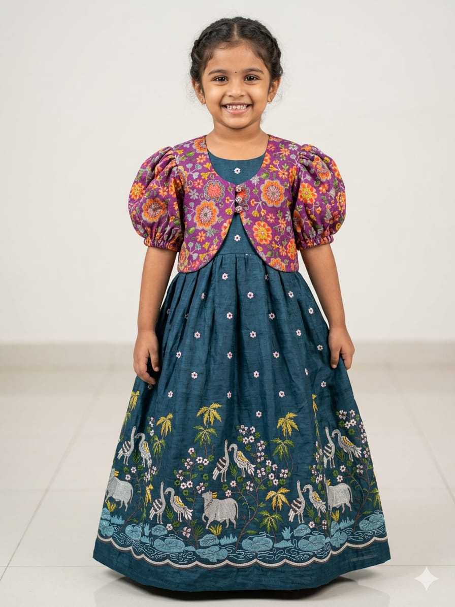 YNF Wholesale Crush Silk Kids Gown RIN235 Soft nylon | Surat Manufacturer
