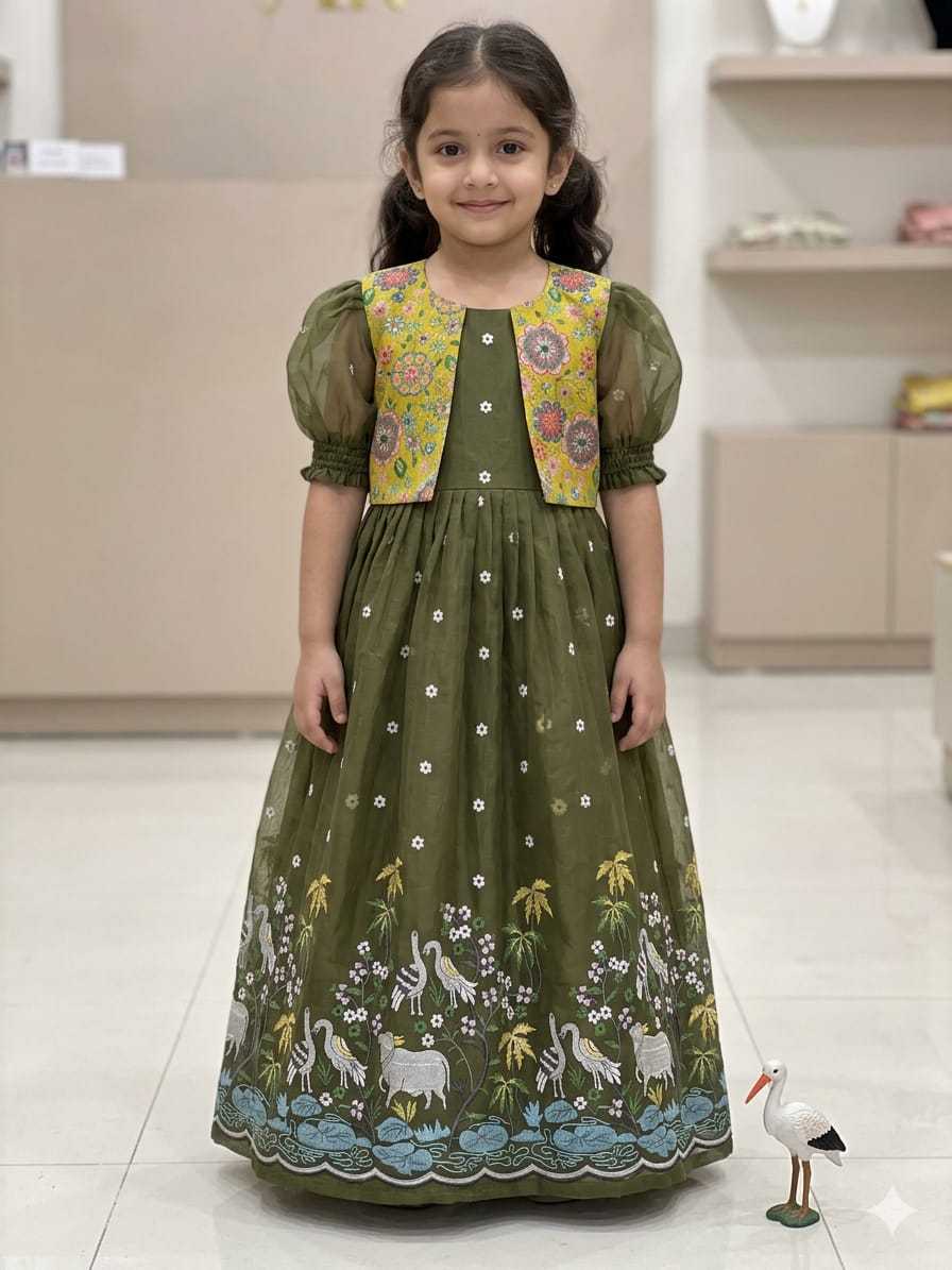 YNF Wholesale Crush Silk Kids Gown RIN235 Soft nylon | Surat Manufacturer