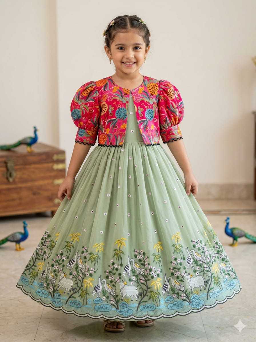 YNF Wholesale Crush Silk Kids Gown RIN235 Soft nylon | Surat Manufacturer