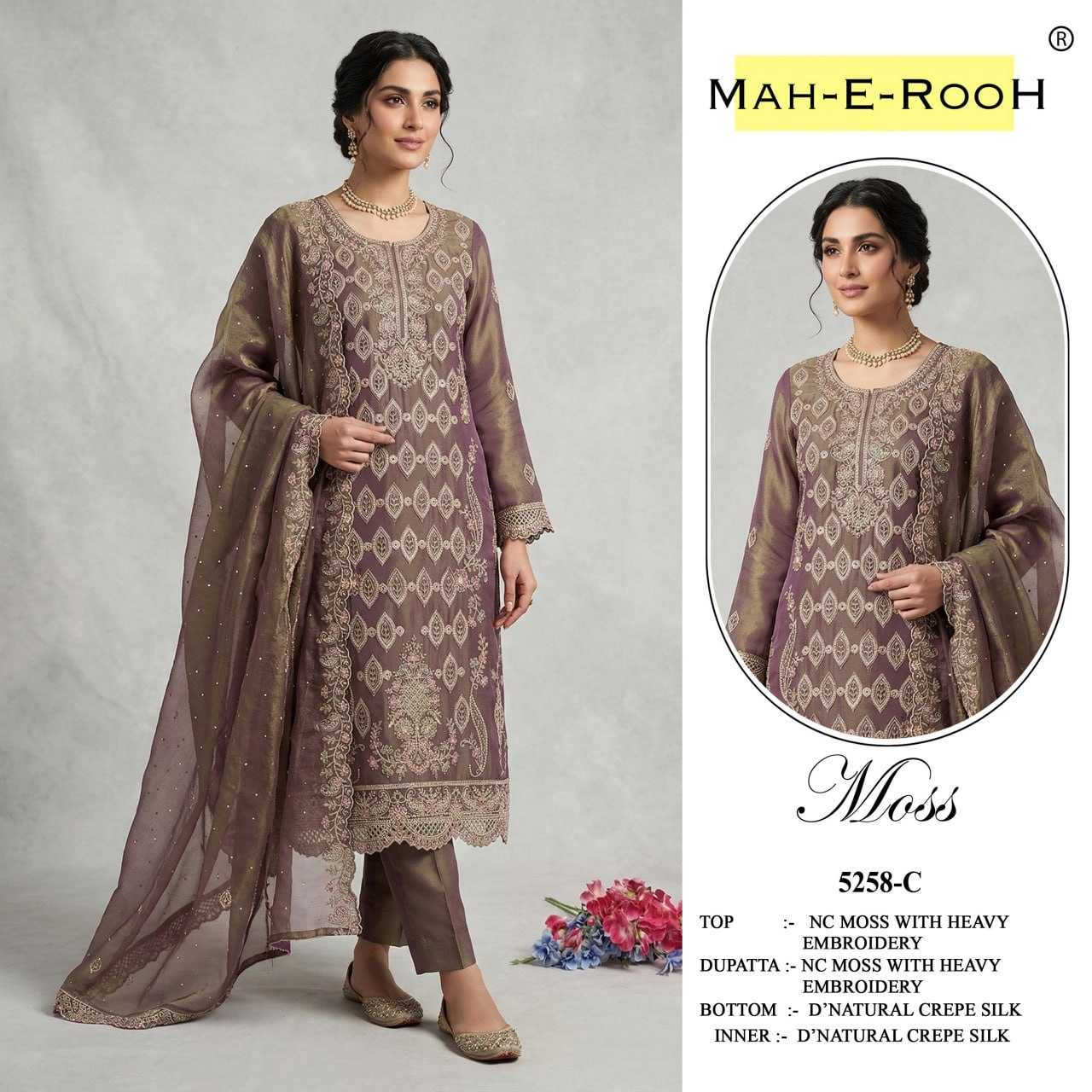 YNF Wholesale Dull Moss Embroidery Suits KESH704 5258 | Surat Manufacturer