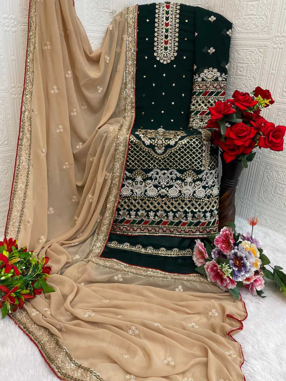 YNF Wholesale Faux Georgette Pakistani Suits KESH745 TF-1301 | Surat Manufacturer