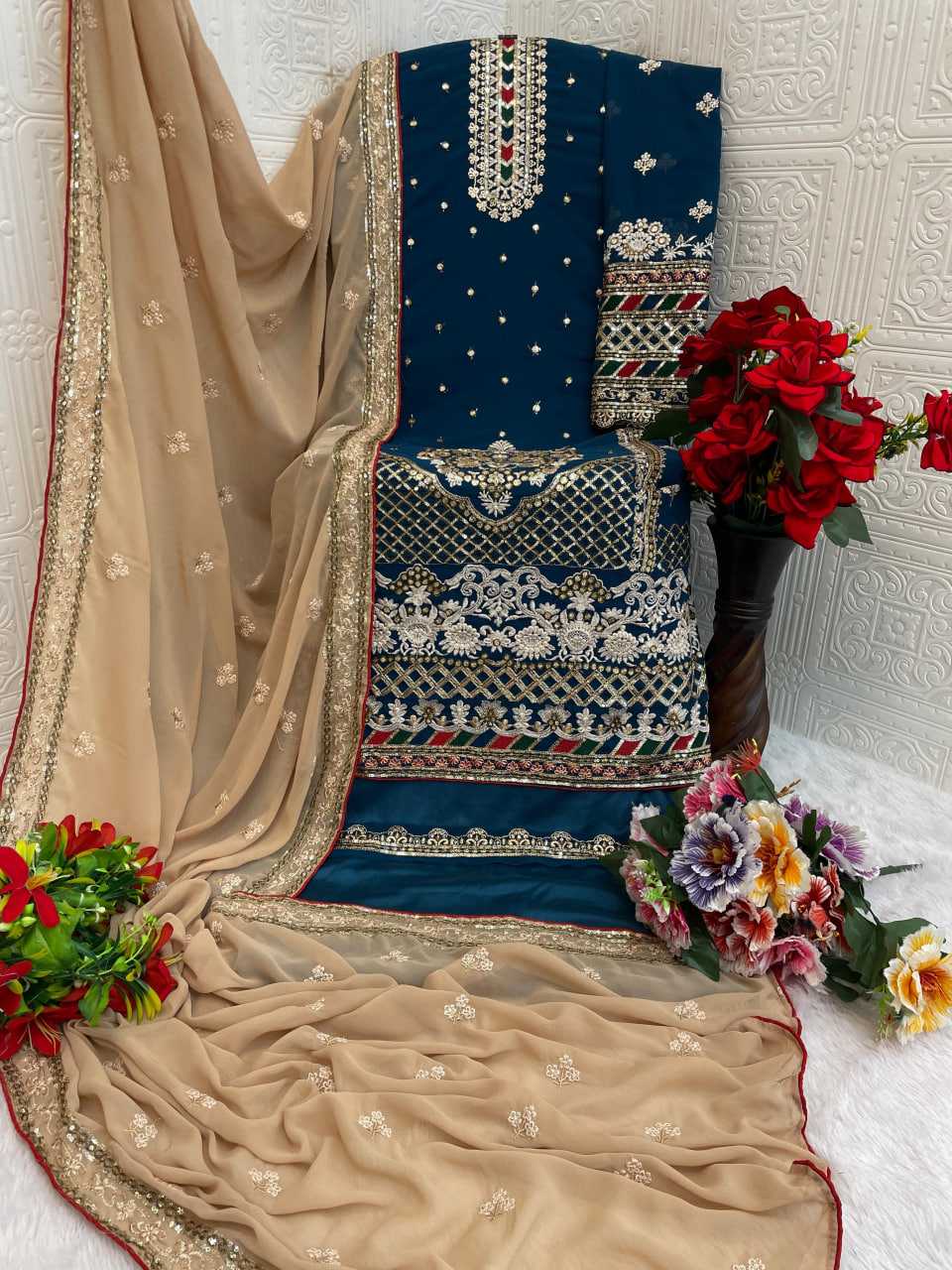 YNF Wholesale Faux Georgette Pakistani Suits KESH745 TF-1301 | Surat Manufacturer