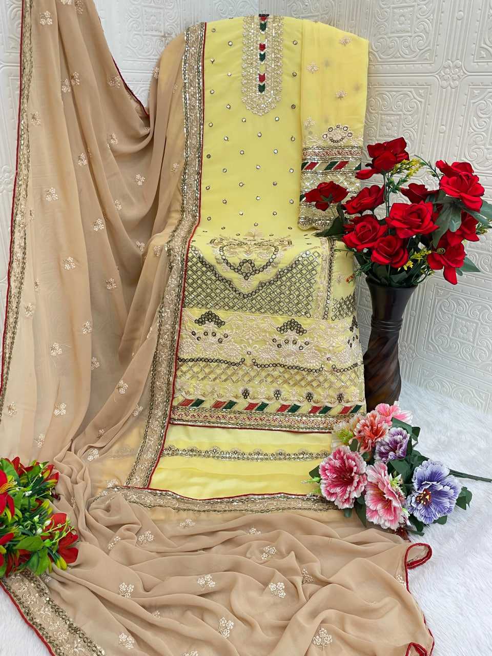 YNF Wholesale Faux Georgette Pakistani Suits KESH745 TF-1301 | Surat Manufacturer