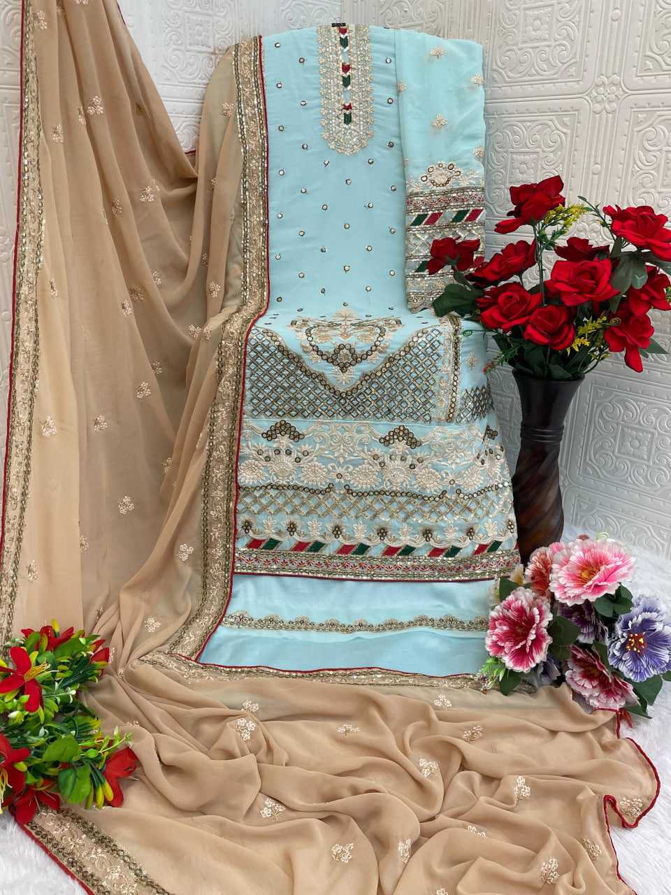 YNF Wholesale Faux Georgette Pakistani Suits KESH745 TF-1301 | Surat Manufacturer