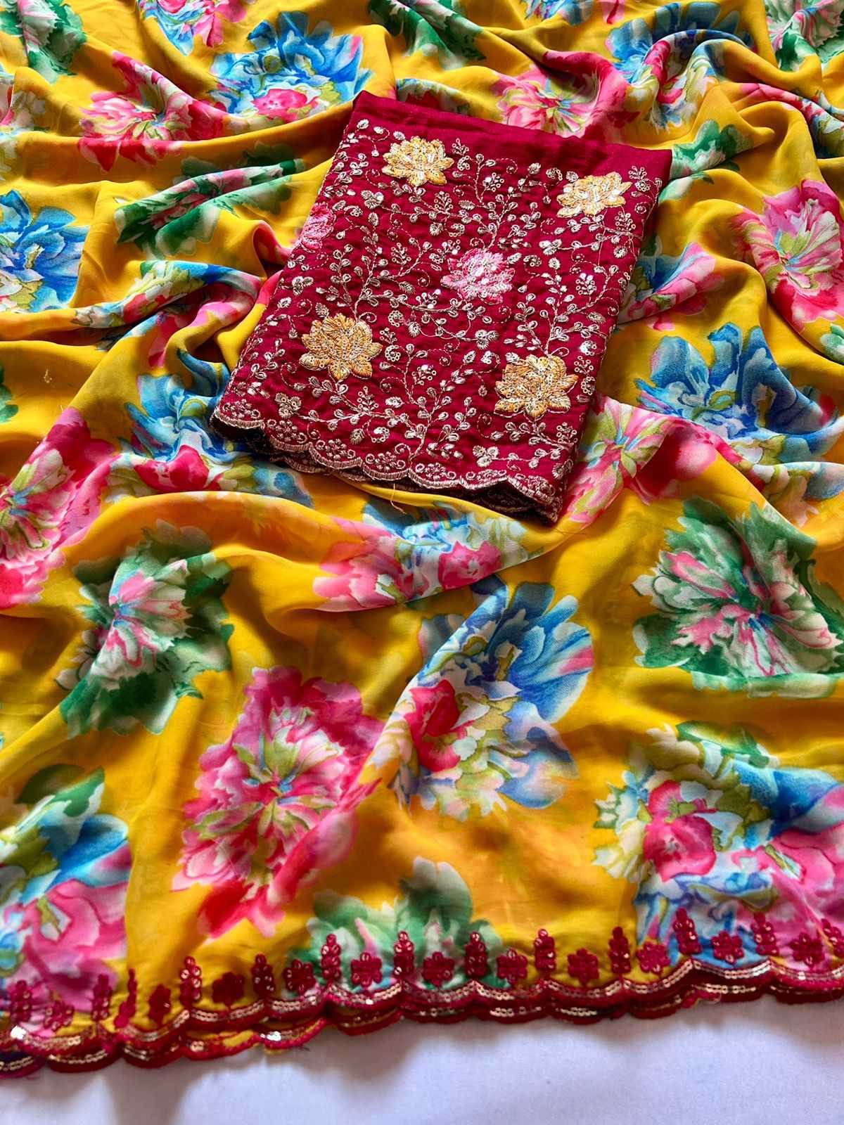 YNF Wholesale Georgette Printed Sarees KESH721Radha | Surat Manufacturer