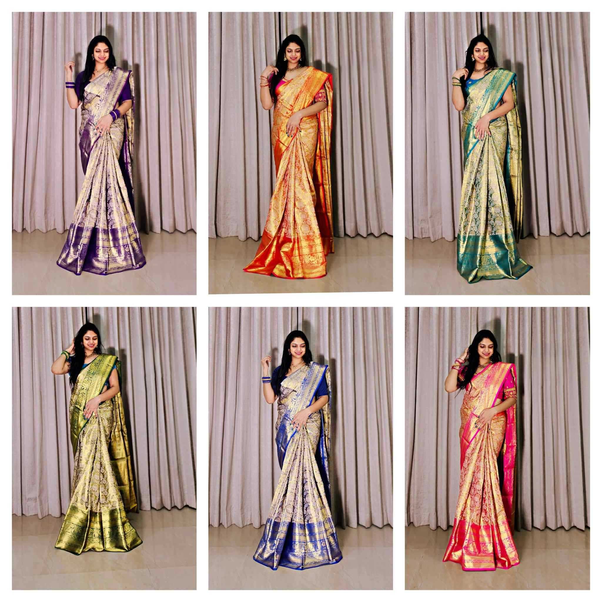 YNF Wholesale Kanjivaram Silk Handloom Sarees RIN211 Sravanti-Vol-3 | Surat Manufacturer