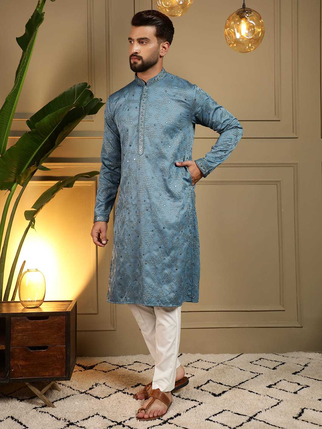 YNF Wholesale Khadi Cotton Mens Kurtas KESH629 Vantara- 07 | Surat Manufacturer
