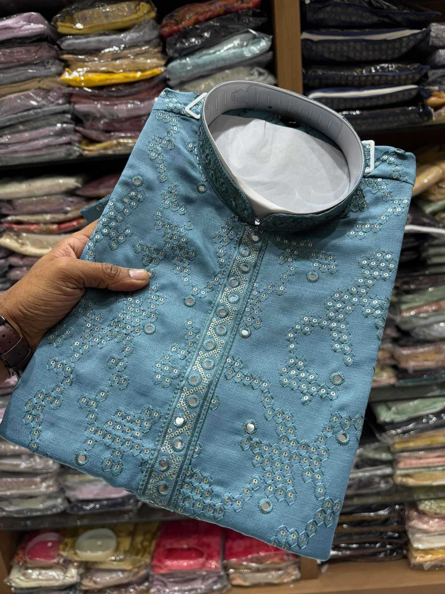 YNF Wholesale Khadi Cotton Mens Kurtas KESH629 Vantara- 07 | Surat Manufacturer