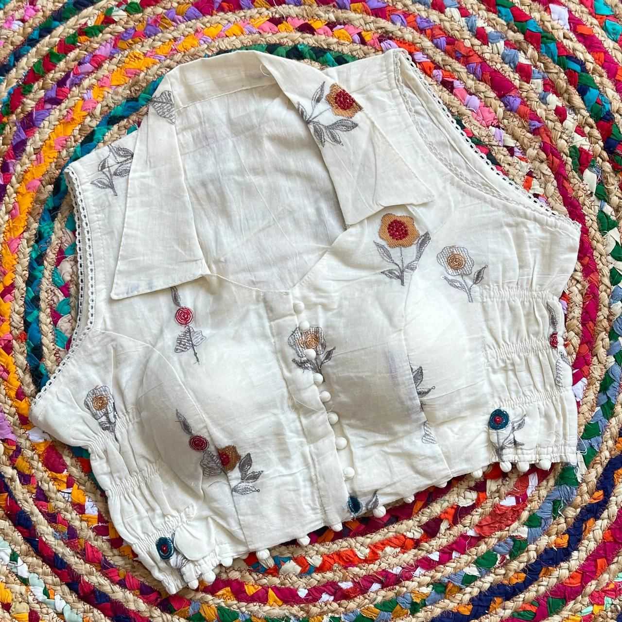 YNF Wholesale Khadi Cotton Sleeveless Blouse KESH653 Khadi collar | Surat Manufacturer