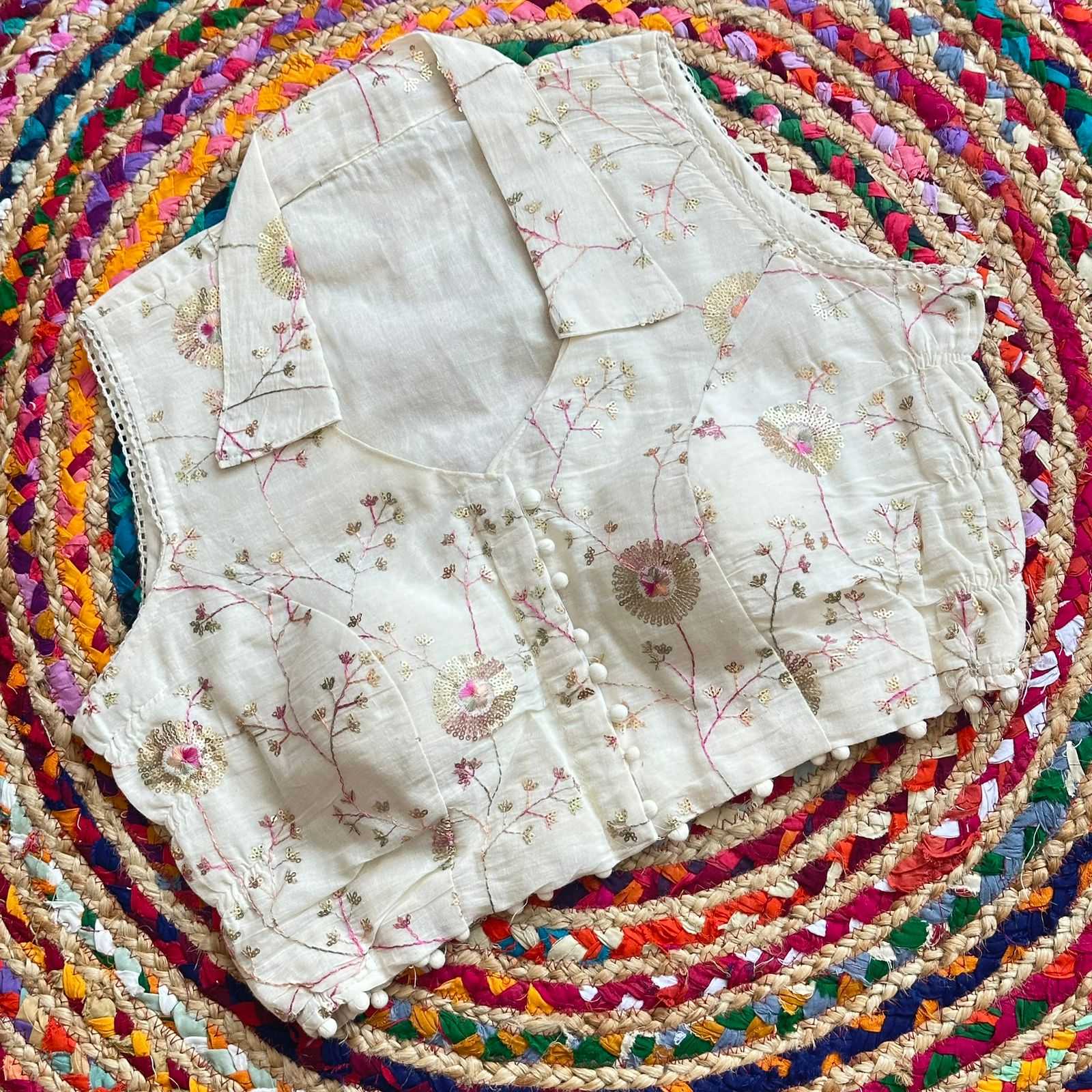 YNF Wholesale Khadi Cotton Sleeveless Blouse KESH653 Khadi collar | Surat Manufacturer