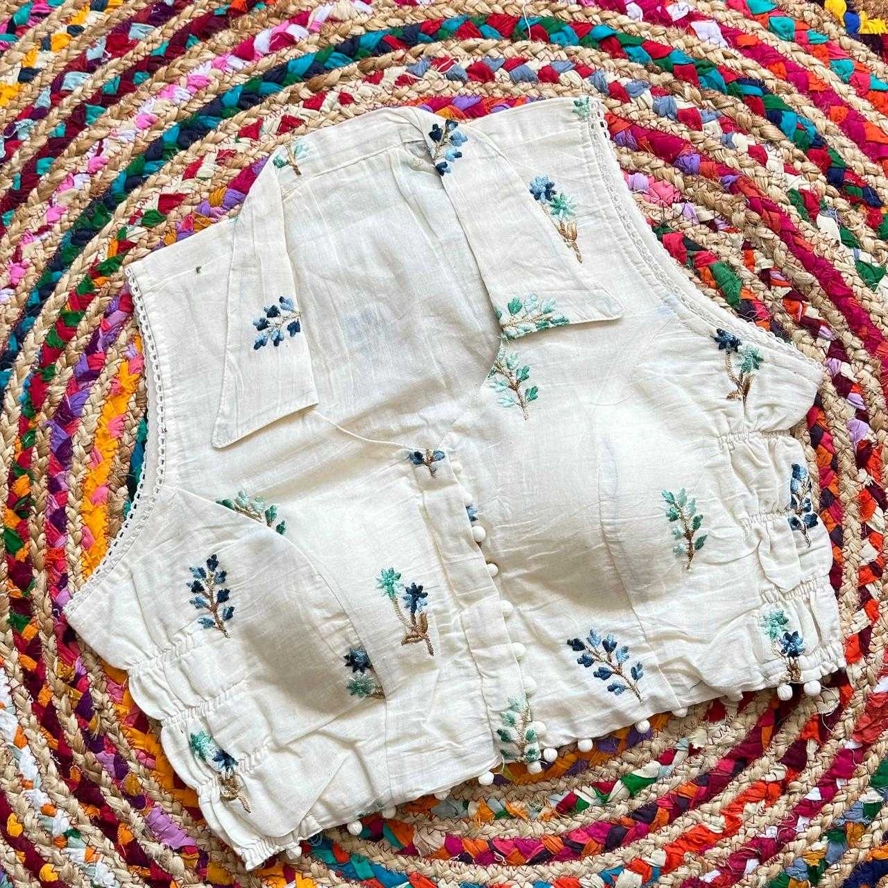 YNF Wholesale Khadi Cotton Sleeveless Blouse KESH653 Khadi collar | Surat Manufacturer