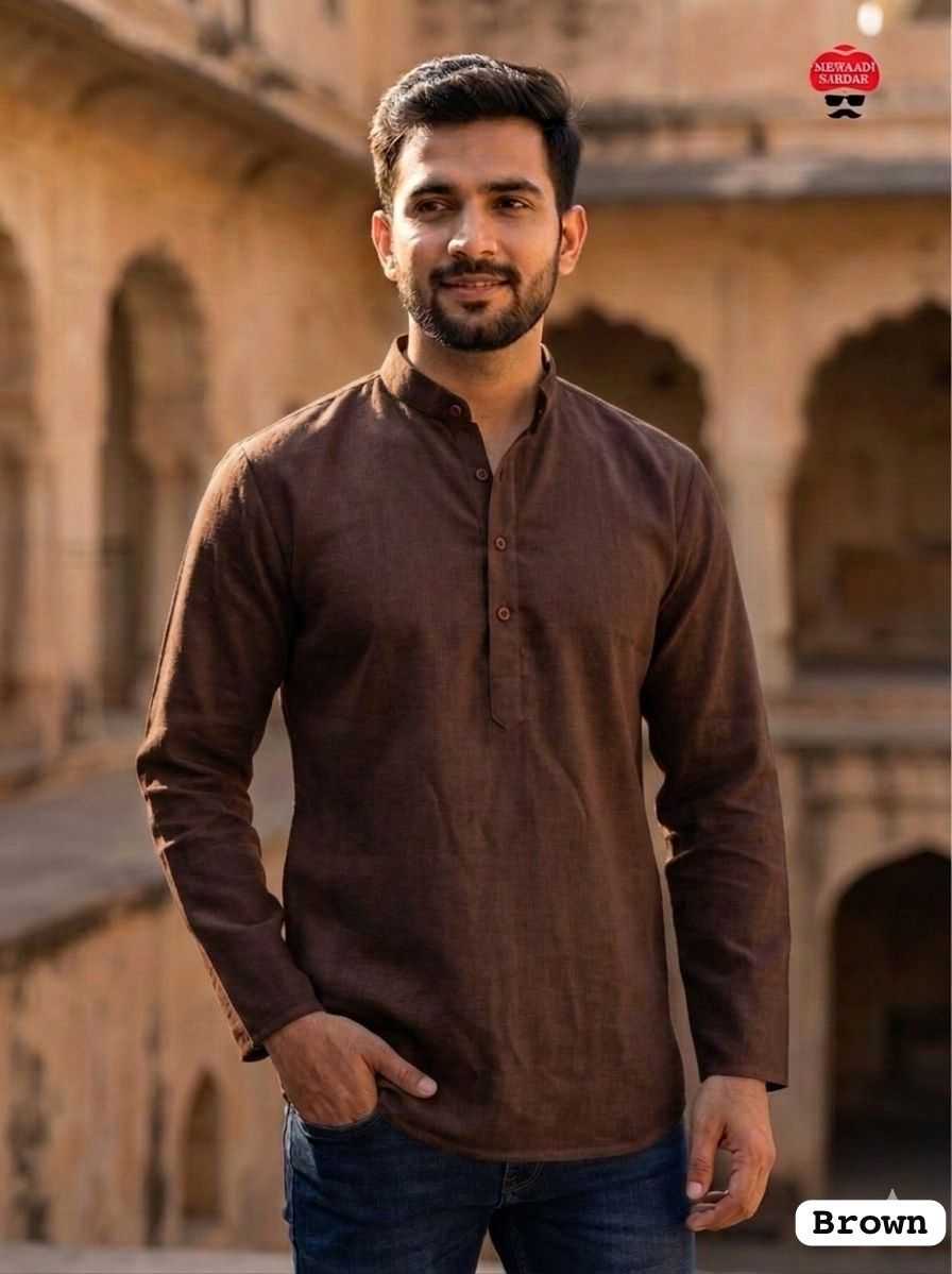 YNF Wholesale Khadi Men Short Kurta KESH481 Ranu | Surat Manufacturer