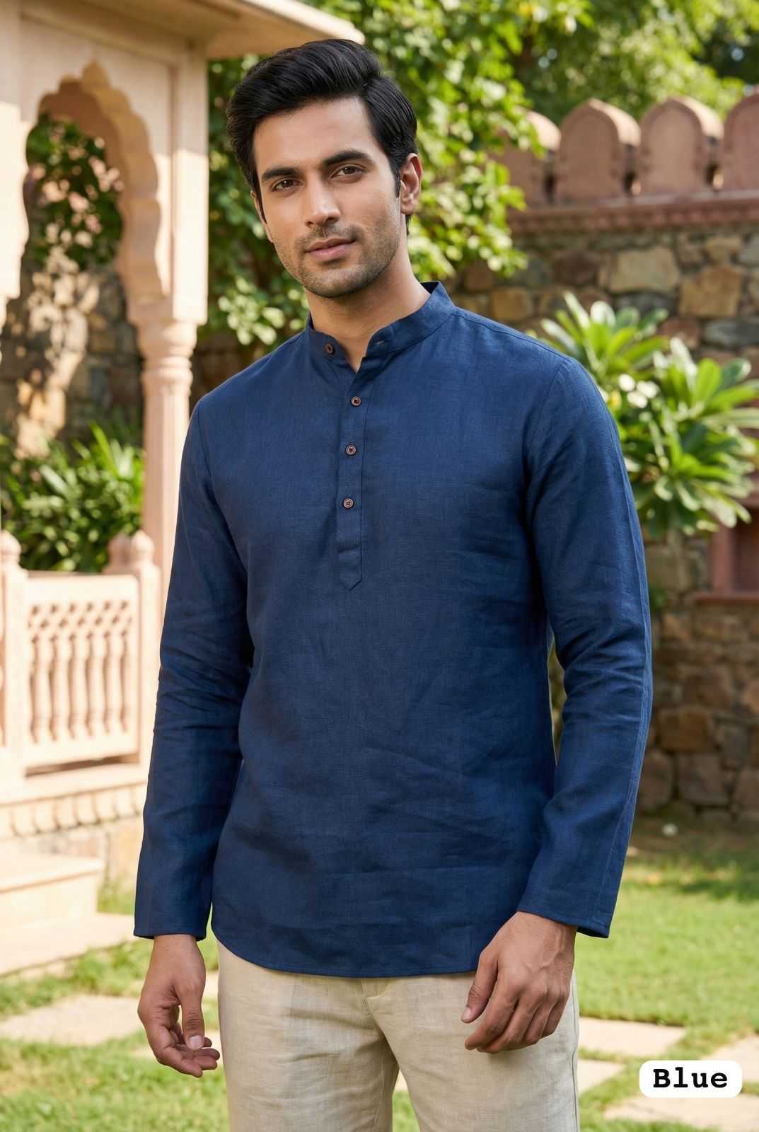 YNF Wholesale Khadi Men Short Kurta KESH481 Ranu | Surat Manufacturer