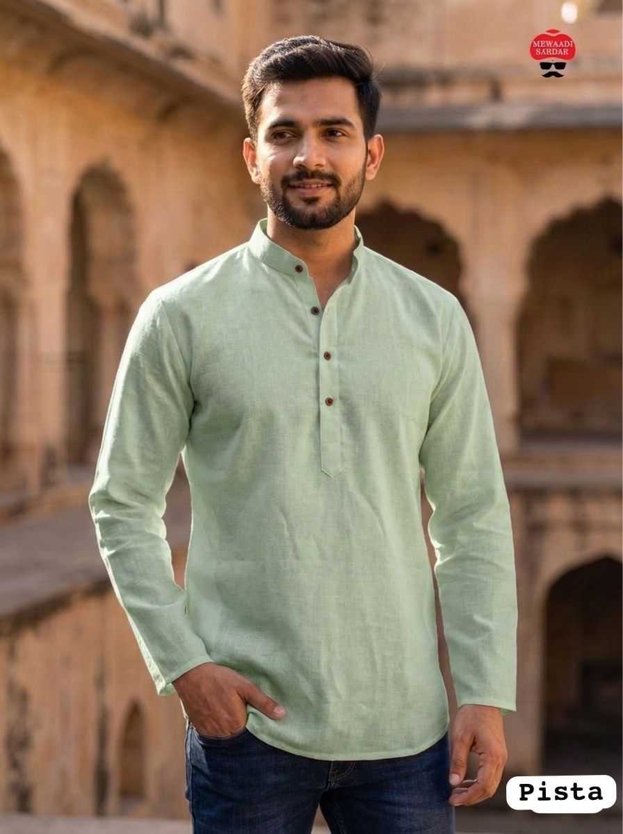 YNF Wholesale Khadi Men Short Kurta KESH481 Ranu | Surat Manufacturer