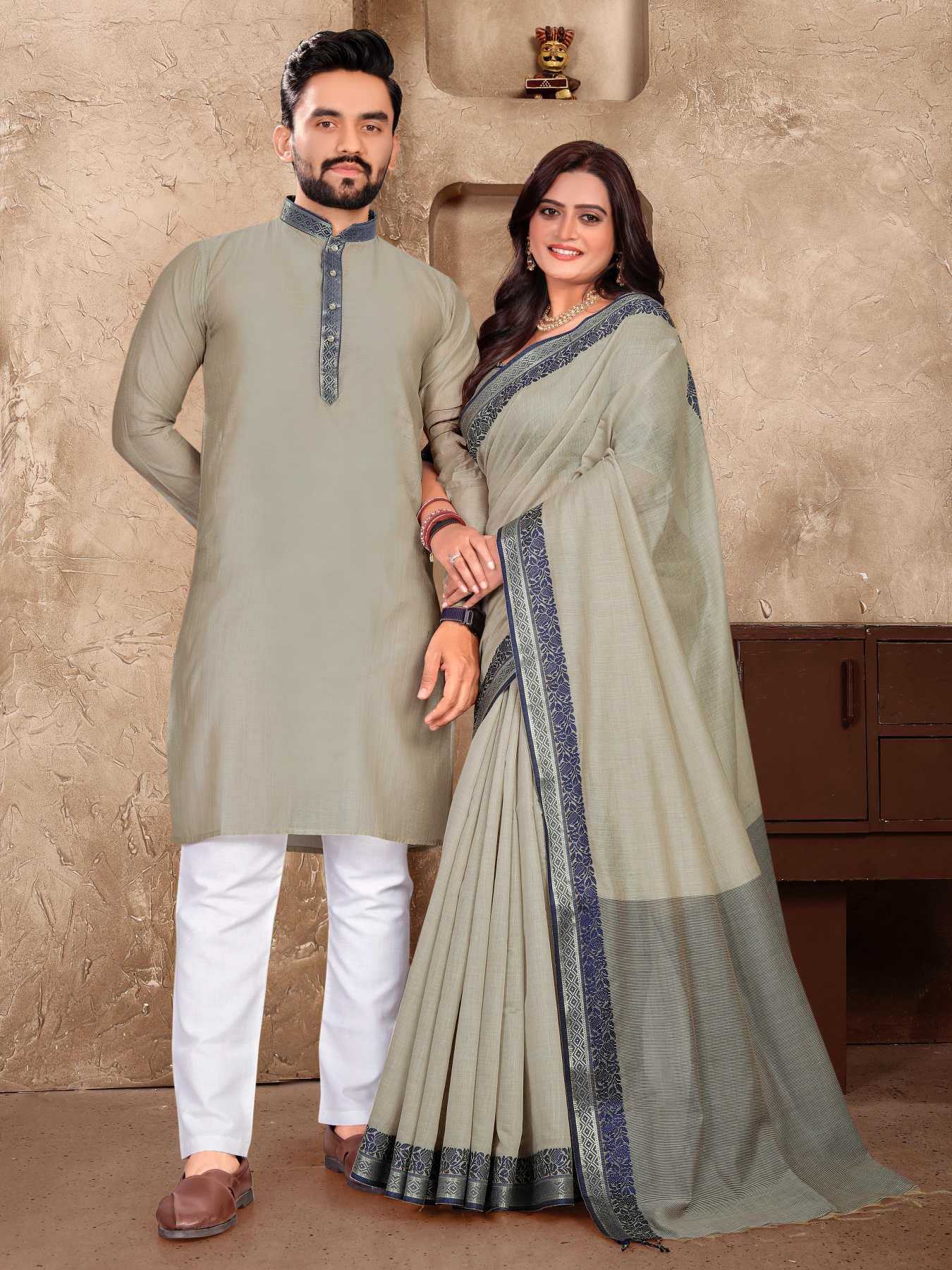 YNF Wholesale Linen Couple Matching Ethnic Outfits KESH620 Man~Mohini | Surat Manufacturer