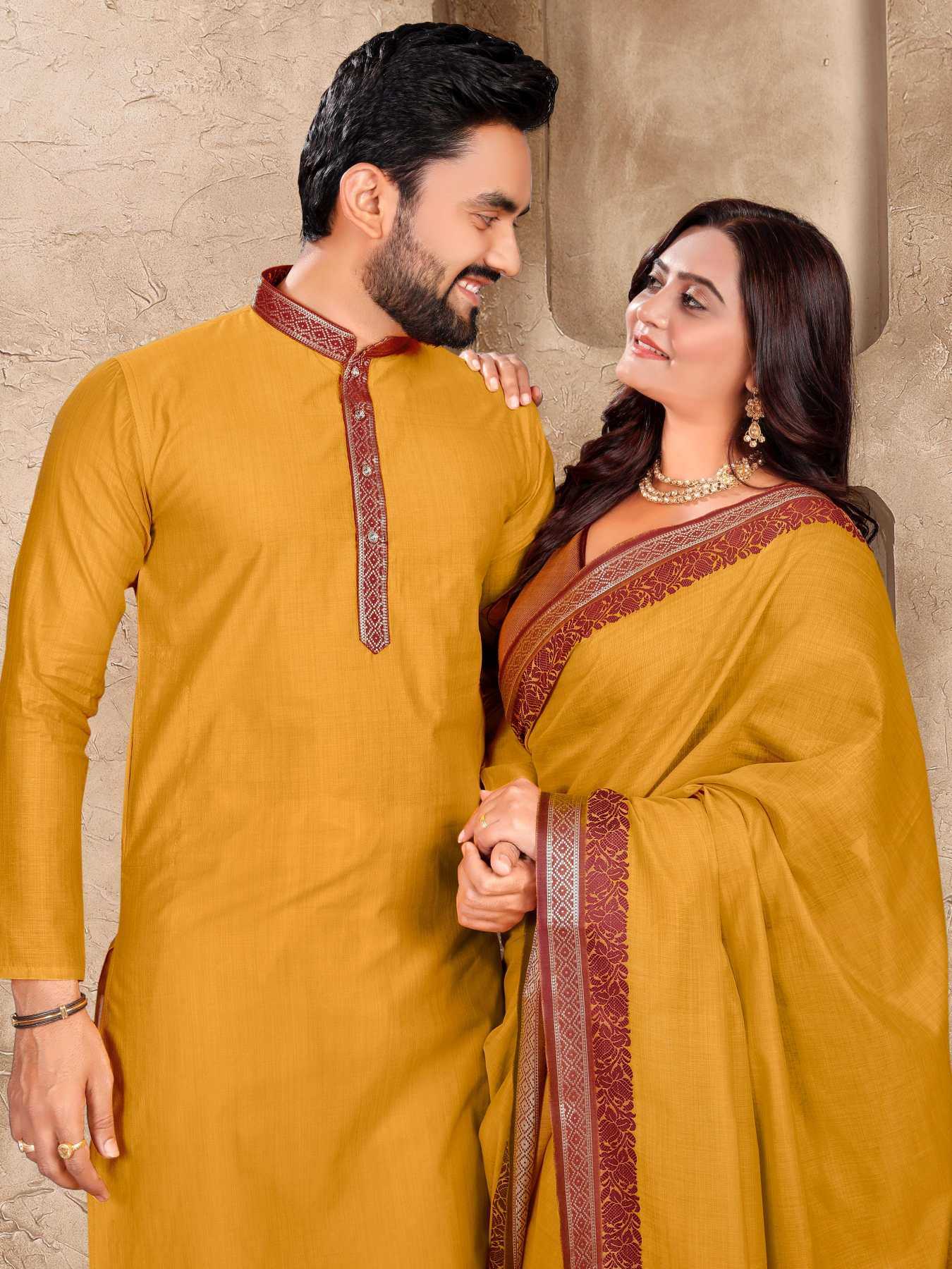 YNF Wholesale Linen Couple Matching Ethnic Outfits KESH620 Man~Mohini | Surat Manufacturer