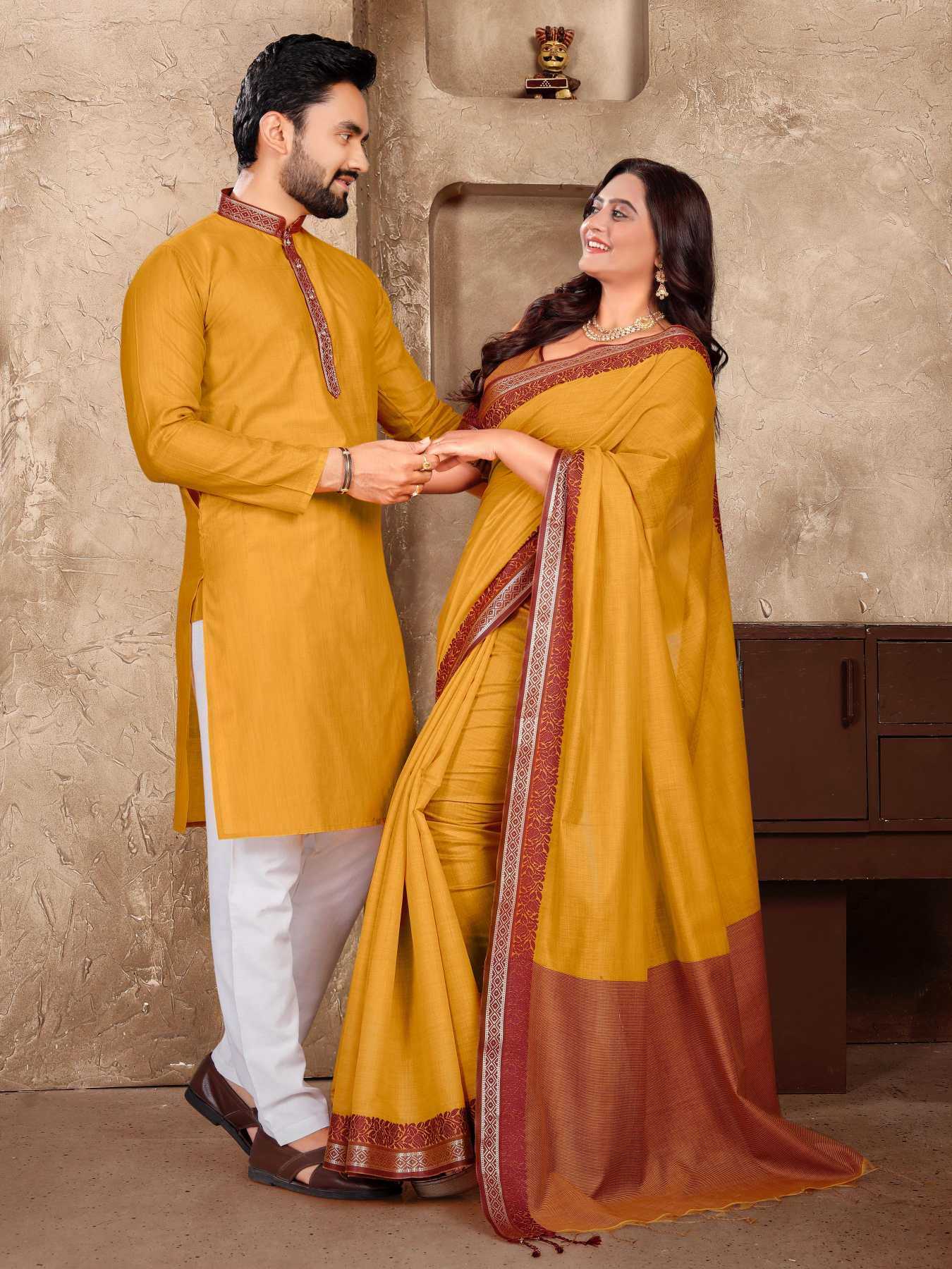 YNF Wholesale Linen Couple Matching Ethnic Outfits KESH620 Man~Mohini | Surat Manufacturer