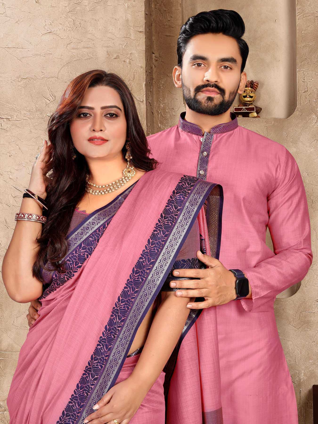 YNF Wholesale Linen Couple Matching Ethnic Outfits KESH620 Man~Mohini | Surat Manufacturer