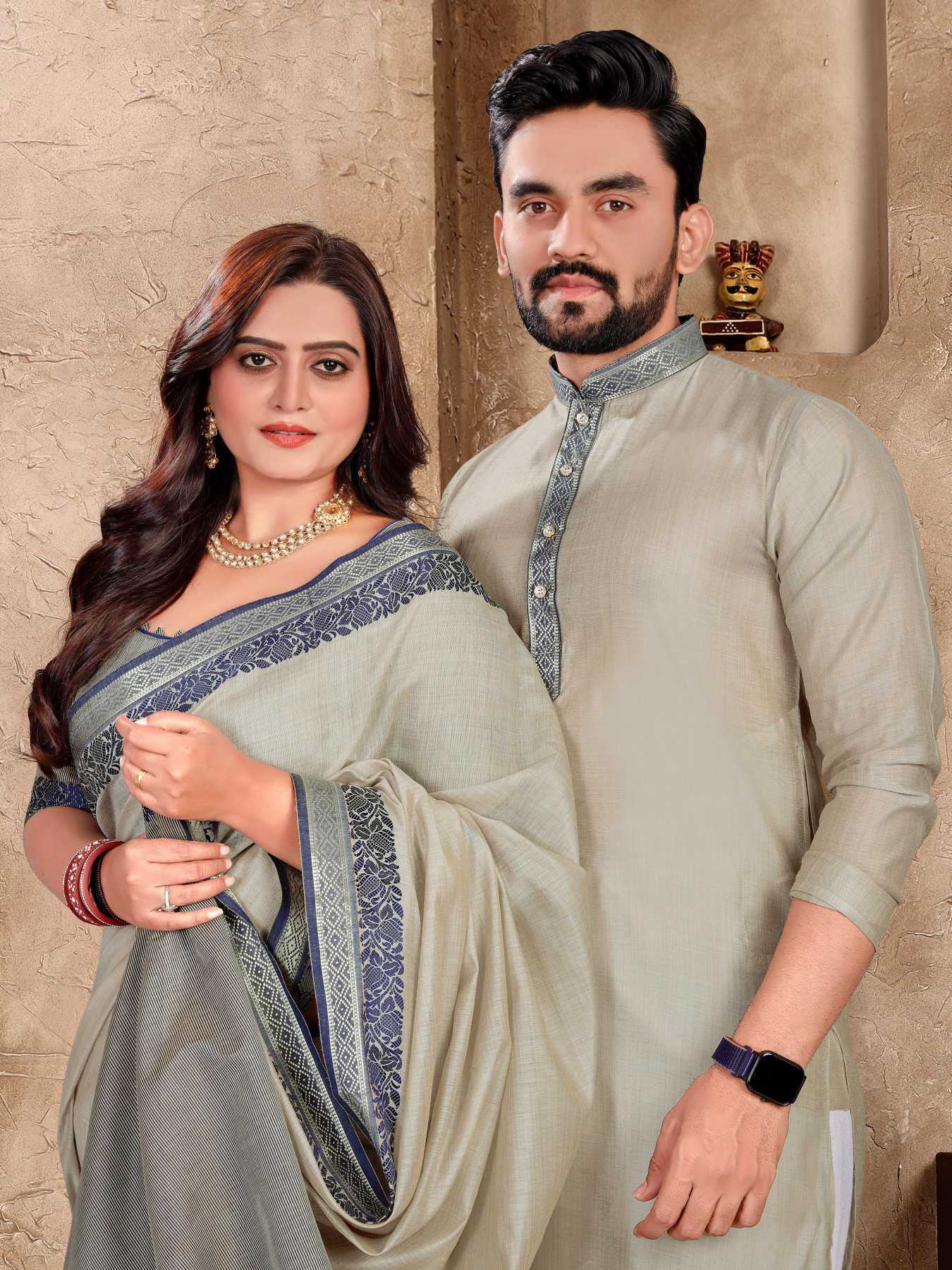 YNF Wholesale Linen Couple Matching Ethnic Outfits KESH620 Man~Mohini | Surat Manufacturer