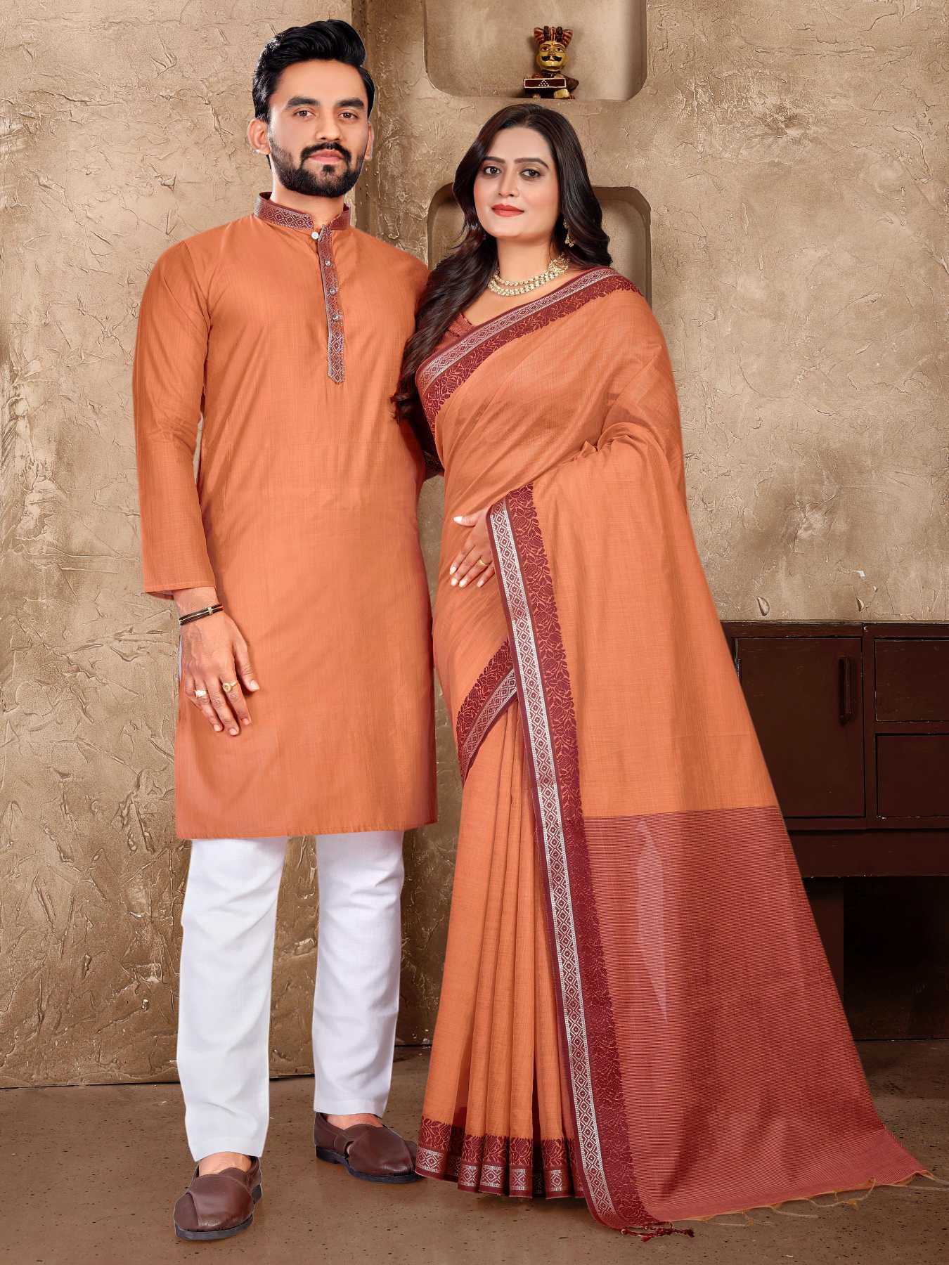 YNF Wholesale Linen Couple Matching Ethnic Outfits KESH620 Man~Mohini | Surat Manufacturer