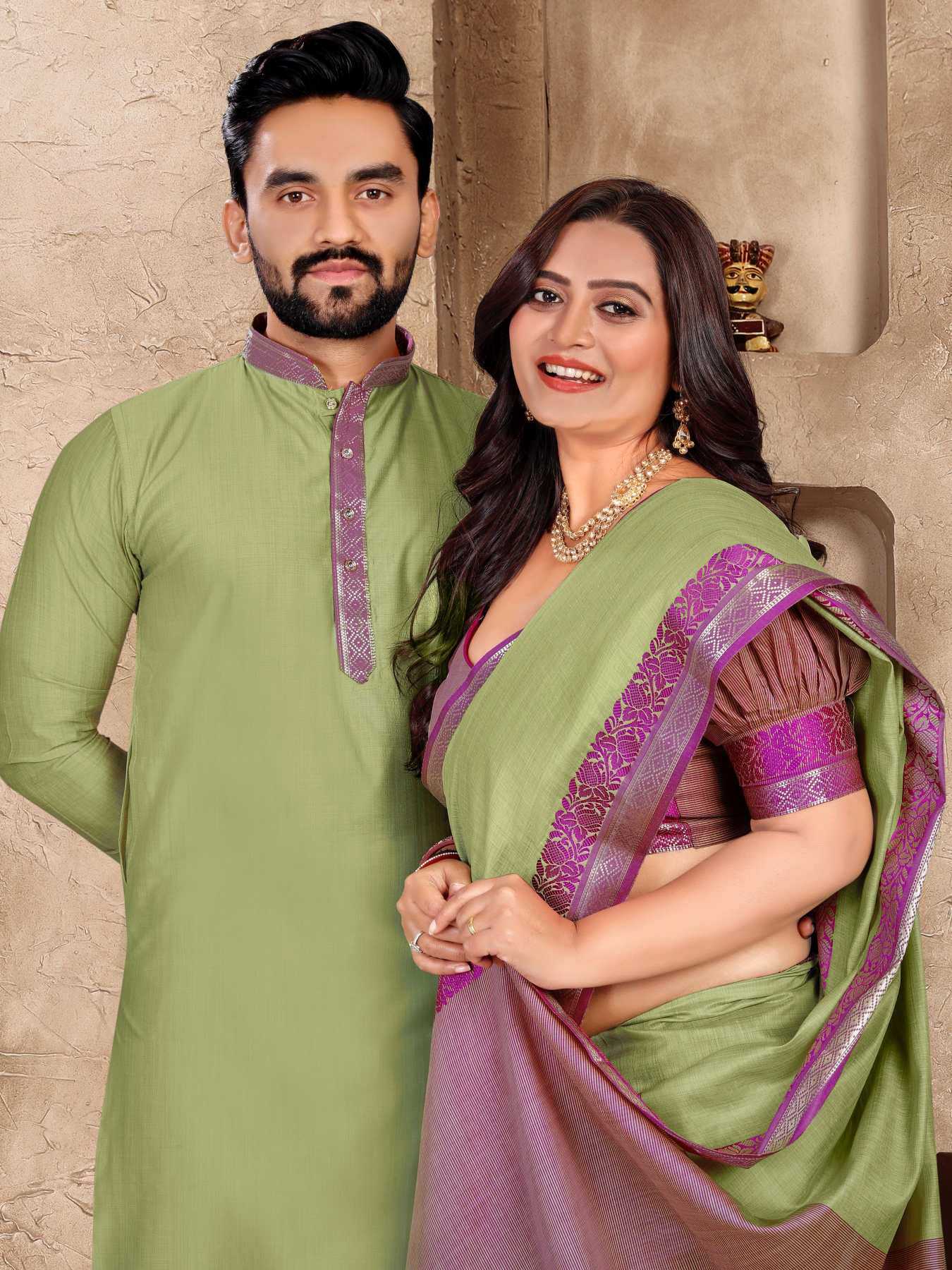 YNF Wholesale Linen Couple Matching Ethnic Outfits KESH620 Man~Mohini | Surat Manufacturer