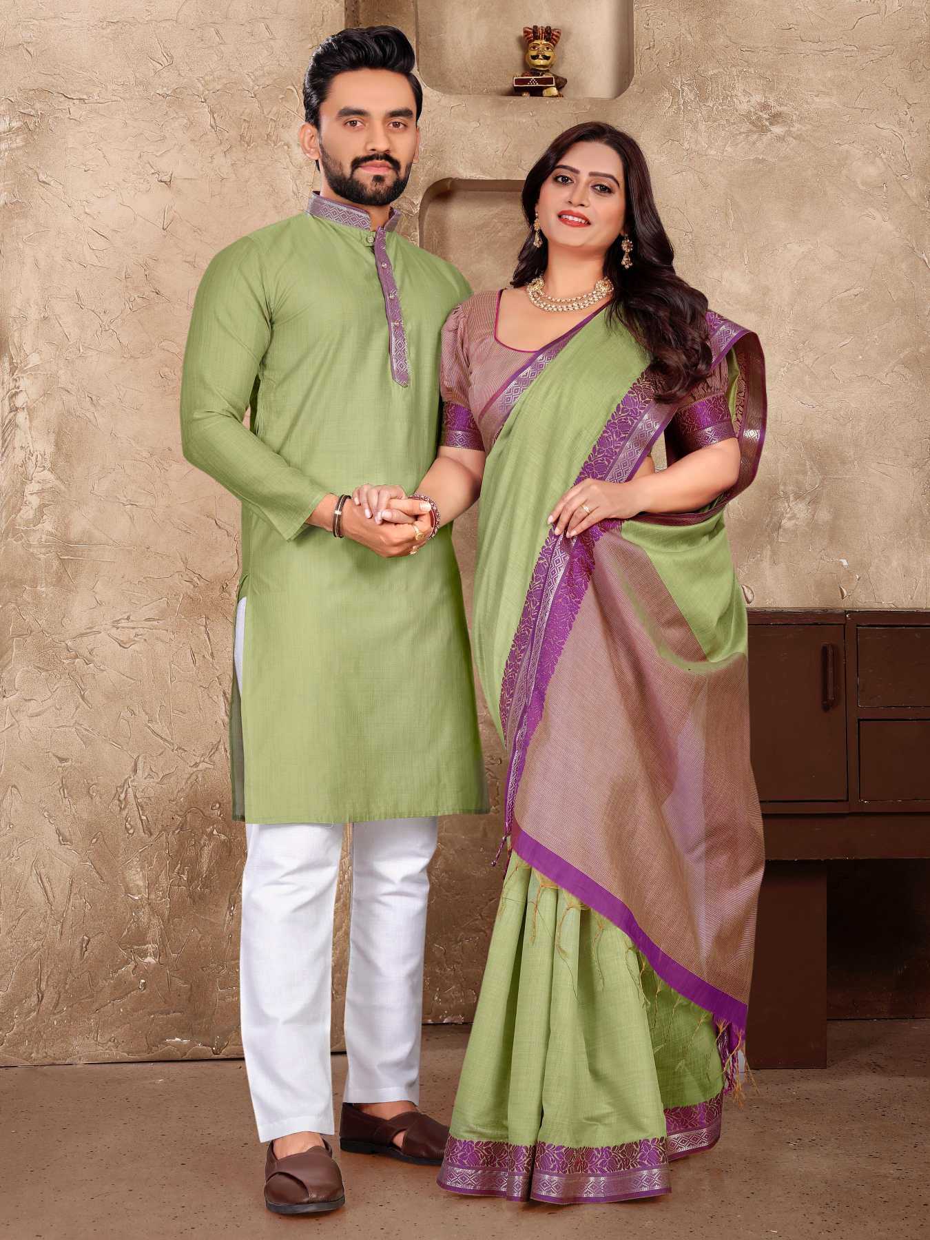YNF Wholesale Linen Couple Matching Ethnic Outfits KESH620 Man~Mohini | Surat Manufacturer