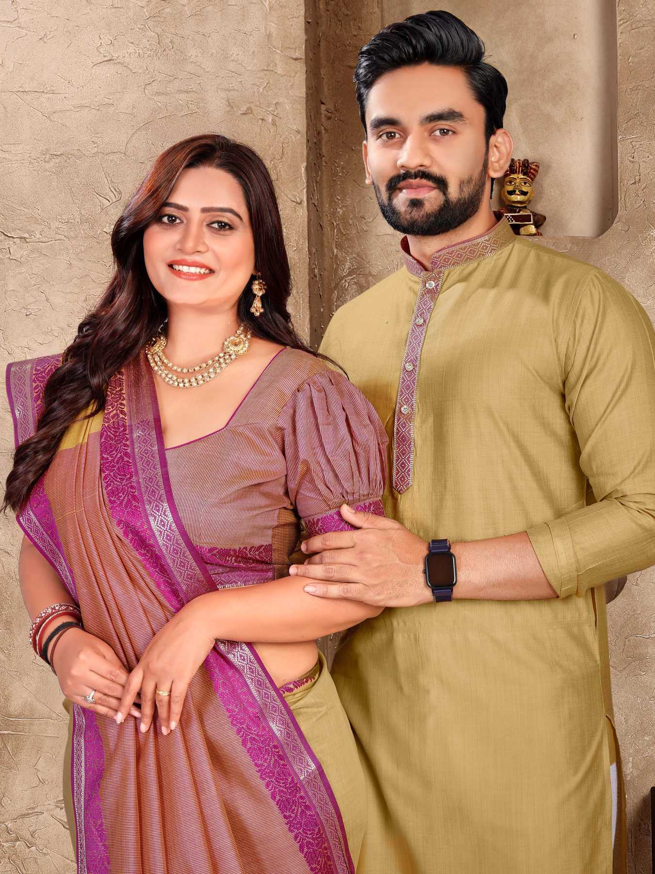 YNF Wholesale Linen Couple Matching Ethnic Outfits KESH620 Man~Mohini | Surat Manufacturer