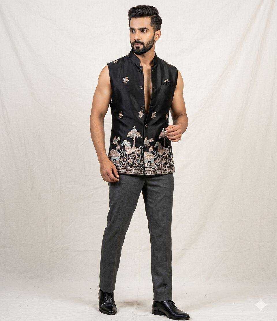 YNF Wholesale Malai Silk Mens Ethnic Jackets KESH650 Venmer | Surat Manufacturer