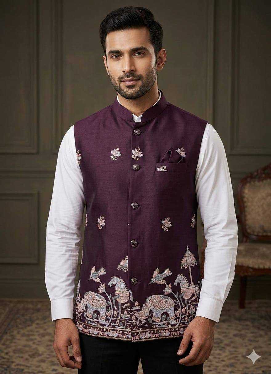YNF Wholesale Malai Silk Mens Ethnic Jackets KESH650 Venmer | Surat Manufacturer