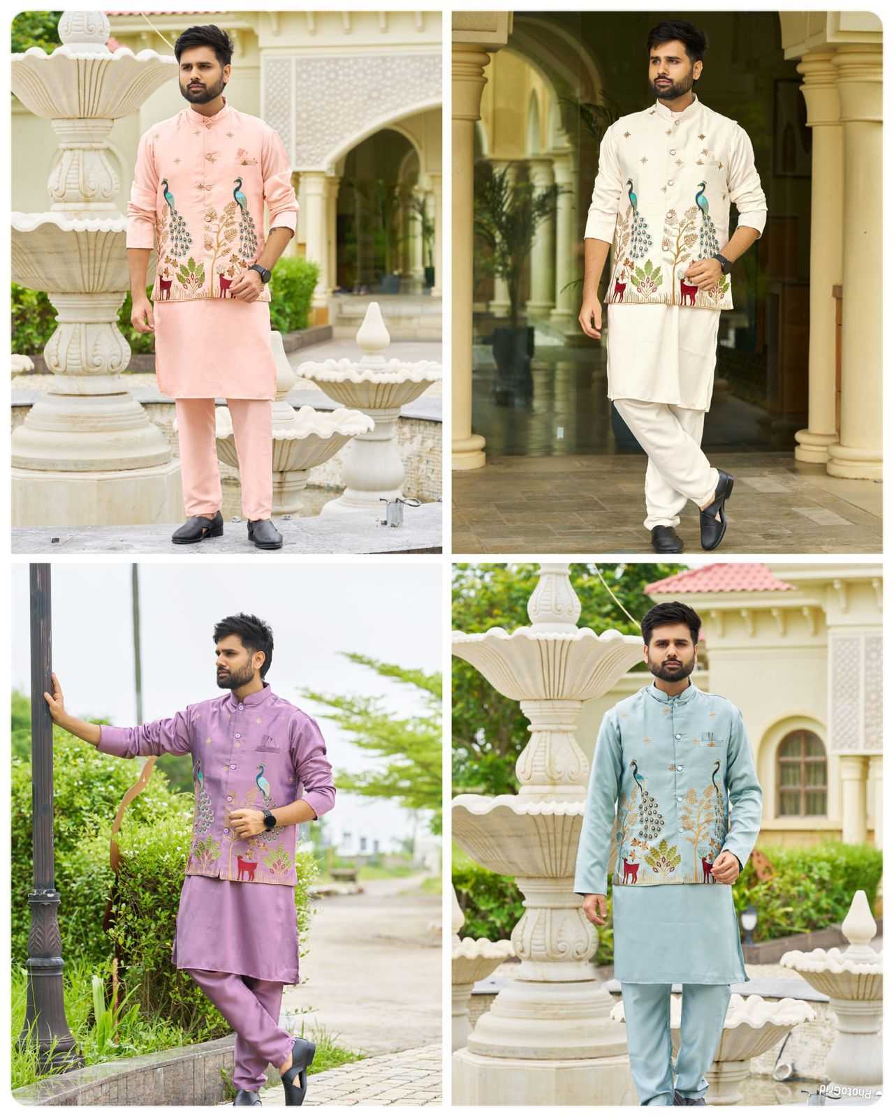 YNF Wholesale Malay Satin Silk Mens Kurta Pyjama KESH521 Swagat 3.0 | Surat Manufacturer