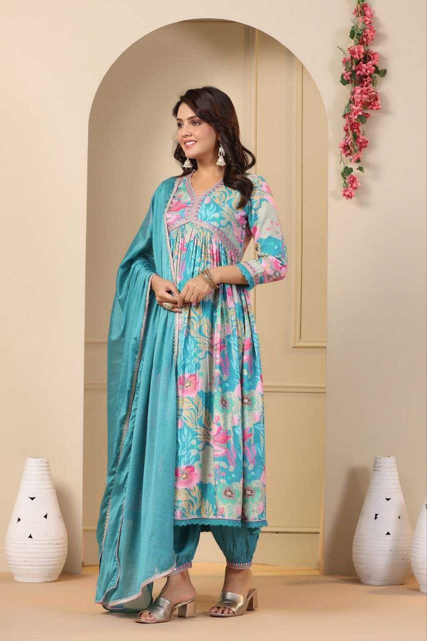 YNF Wholesale Muslin Printed Gowns KESH563 Anikaah | Surat Manufacturer